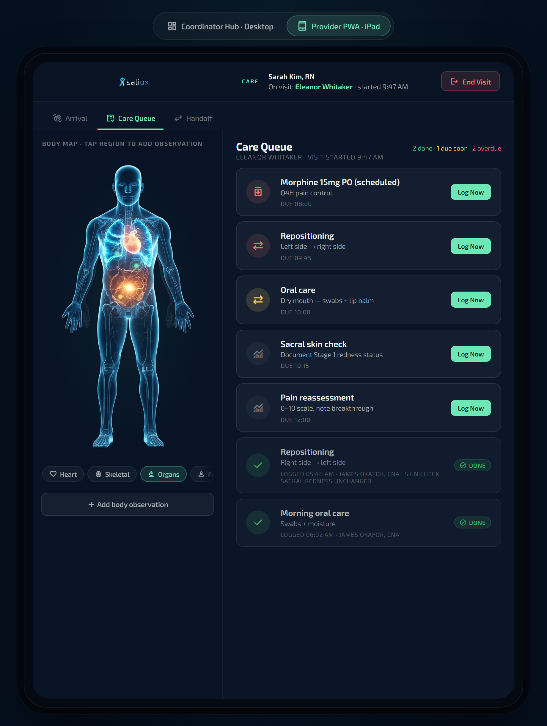 Saliux Care — Provider PWA iPad