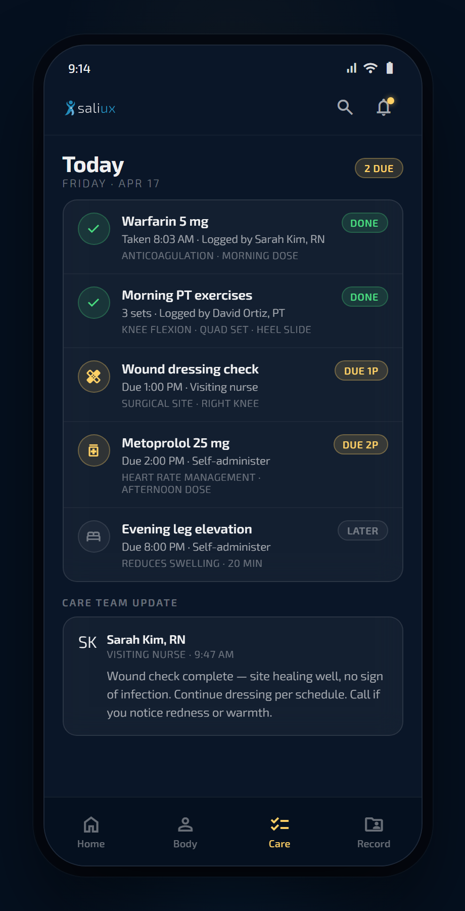 Saliux Health care view